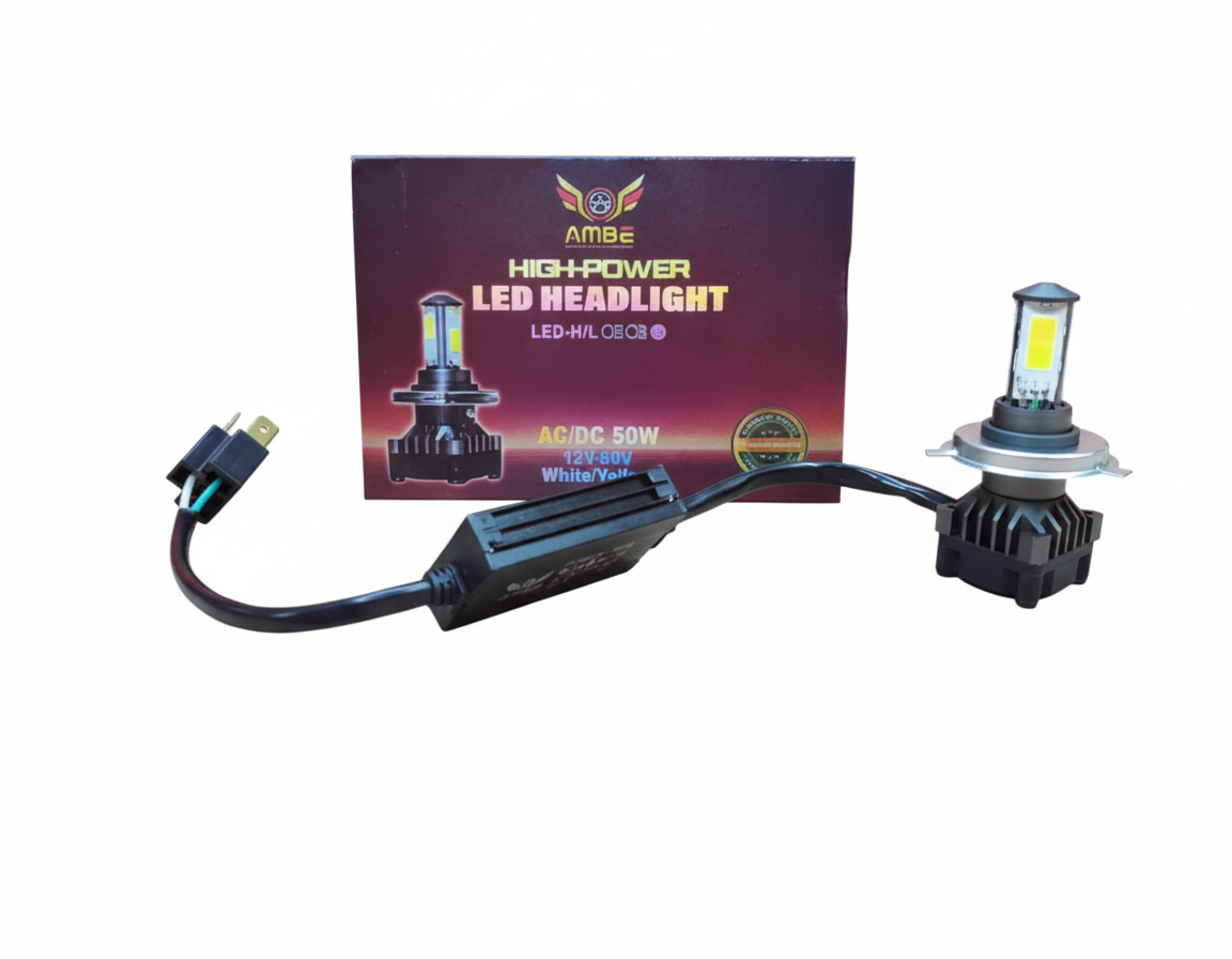 AMBE 50W LED HEADLIGHT - WHITE & YELLOW [1 YEAR WARRANTY]