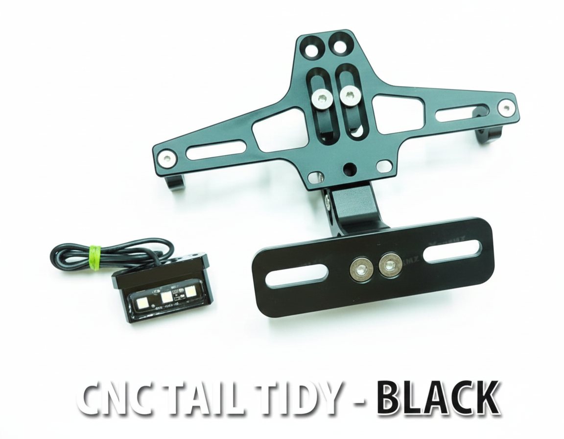 CNC TAIL TIDY WITH LED - BLACK [LED & MULTI ADJUSTABLE]