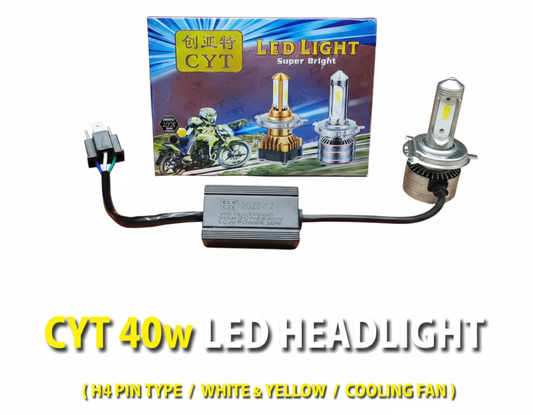 CYT 40W OE LED HEADLIGHT [H4 PIN TYPE] [WHITE & YELLOW] [COOLING FAN]
