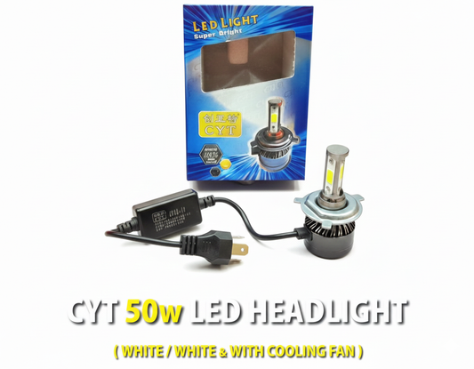 CYT 50W LED HEADLIGHT [WHITE & WHITE & WITH COOLING FAN] [1st COPY]