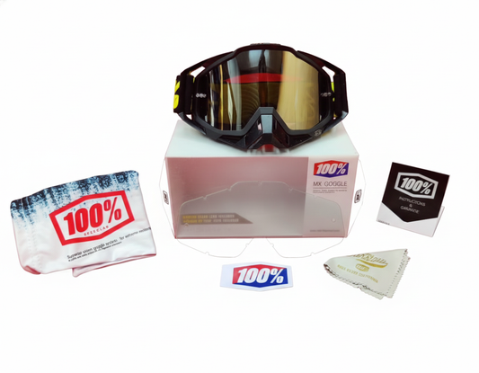 GOGGLES 100% WITH NOSE PAD - BLACK - BLACK TINT CLEAR GLASS