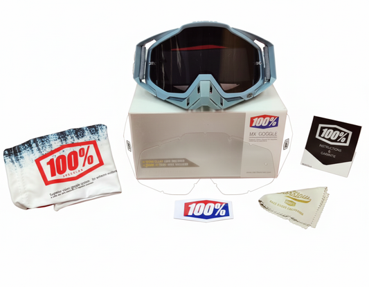 GOGGLES 100% WITH NOSE PAD - GREY - BLACK TINT GLASS
