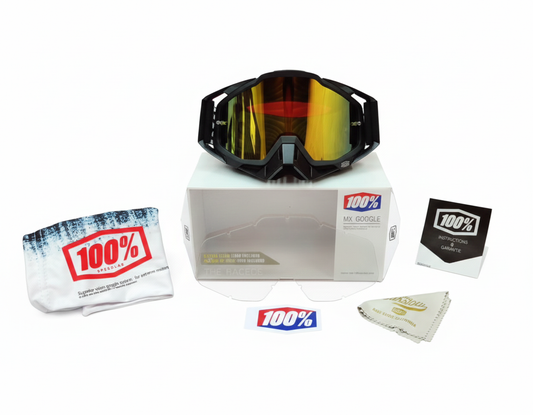 GOGGLES 100% WITH NOSE PAD - BLACK - YELLOW TINT GLASS