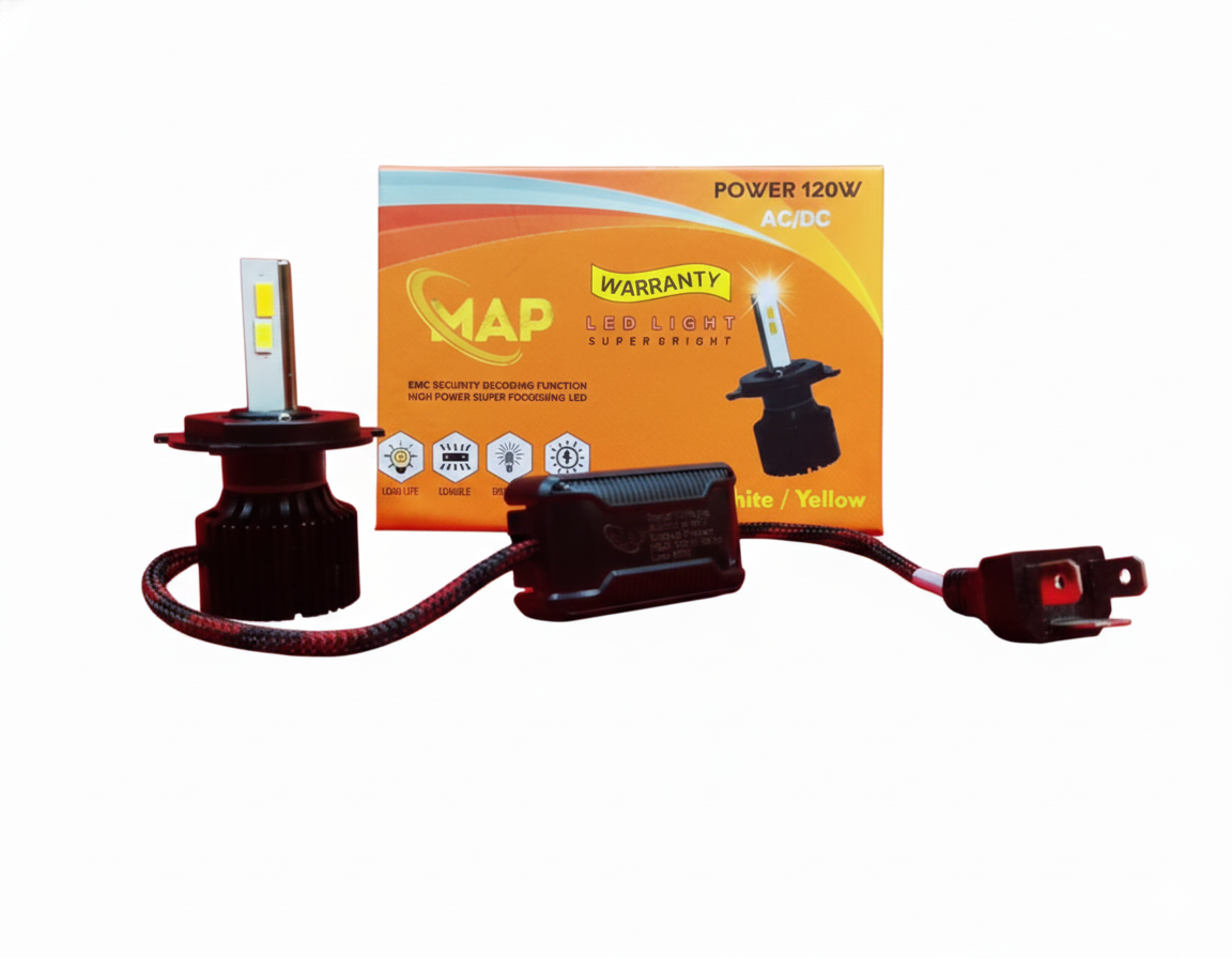 MAP 120W LED HEADLIGHT - WHITE & YELLOW [6 MONTHS WARRANTY]