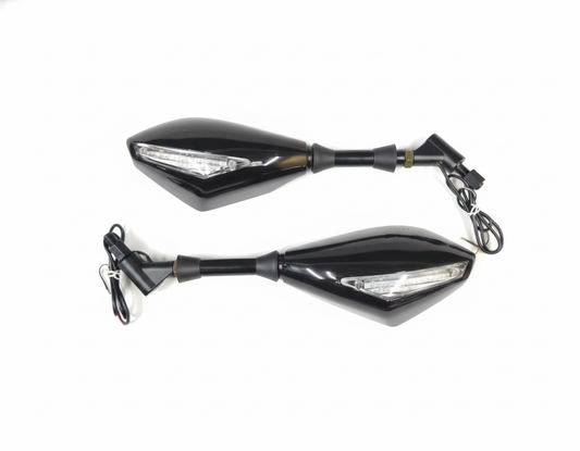 MIRROR WITH LED INDICATOR - BLACK [YOKE FITTING]