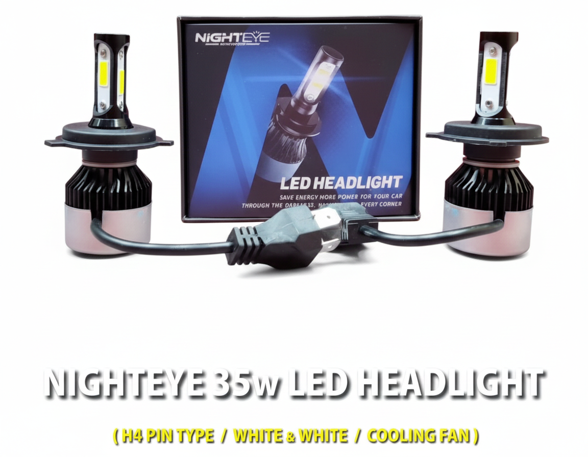 NIGHT EYE H4 OE 35W LED HEADLIGHT [H4 PIN TYPE] [WHITE & WHITE] [COOLING FAN]