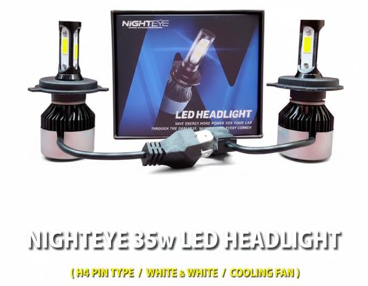 NIGHT EYE H4 OE 35W LED HEADLIGHT [H4 PIN TYPE] [WHITE & WHITE] [COOLING FAN]