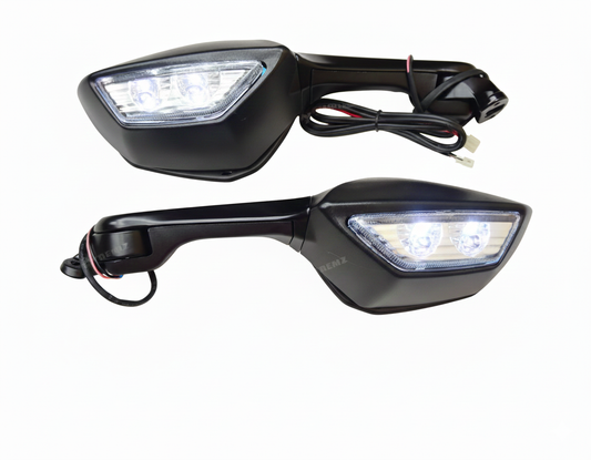 VISOR MIRROR WITH INDICATOR FOR R1M,NINJA - BLACK